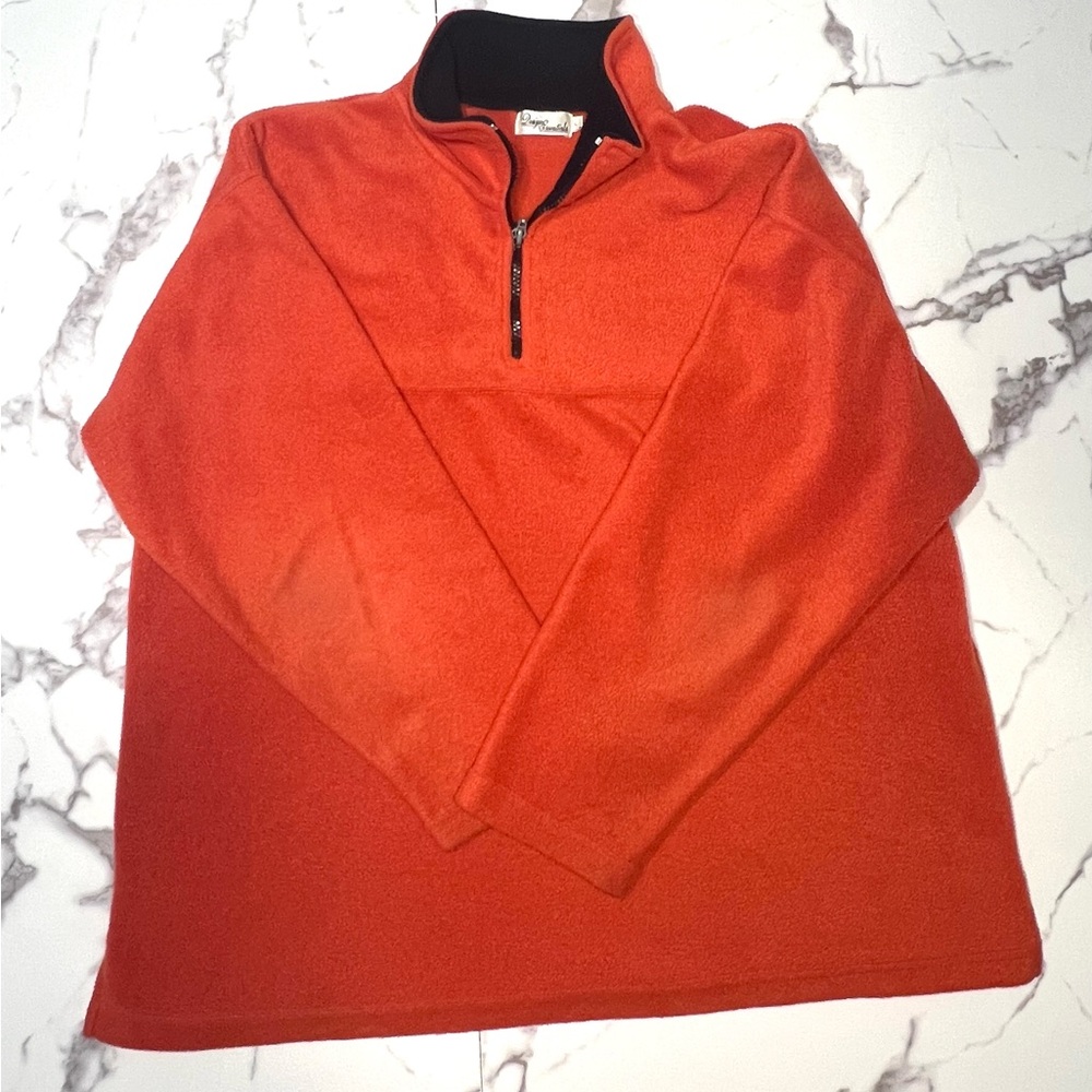 Design Essentials Men's Orange and black quarter-Zip Sweater fleece size large